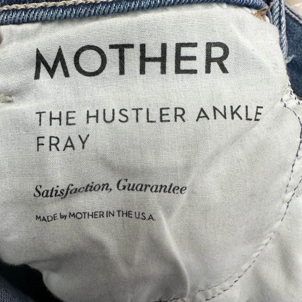 Mother The Hustler Ankle Fray Jeans Blue High Rise Flare Size 25